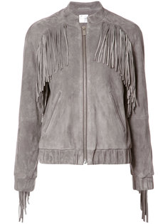 fringe trim bomber jacket Anine Bing