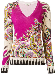 трикотажная футболка с V-образным вырезом Etro