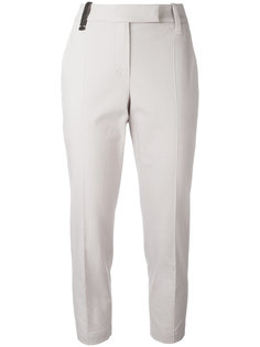 укороченные брюки с контрастной окантовкой Brunello Cucinelli