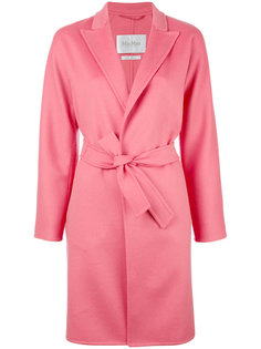 пальто с заостренными лацканами и поясом Max Mara