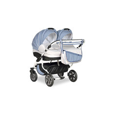 Коляска 2 в 1 для двойни INDIGO DUO `17 Color, Indigo, св.бежевый/голубой-узор