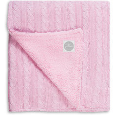 Вязаный плед (косичка) с мехом 75х100 см, Jollein, Light pink