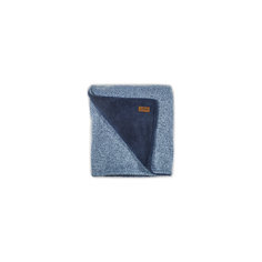 Вязаный плед с мехом 100х150 см, Jollein, Stonewashed knit navy