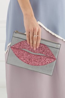 Клатч из металлизированной кожи Pouty Clutch Charlotte Olympia