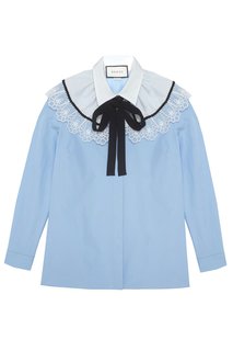 Хлопковая блузка с кружевом Gucci