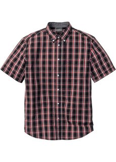 Клетчатая рубашка Regular Fit с коротким рукавом (белый/светло-серый/черный в кл) Bonprix