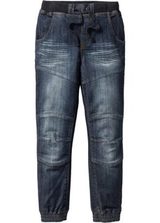 Грубоватые джинсы Loose Fit, уплотненные в области колен (темно-синий «потертый») Bonprix