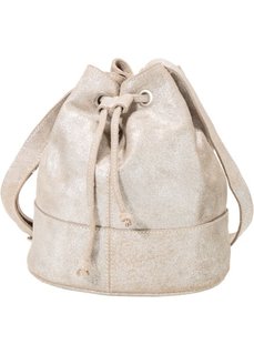 Мягкая кожаная сумка с металлическим отливом (бежевый металлик) Bonprix