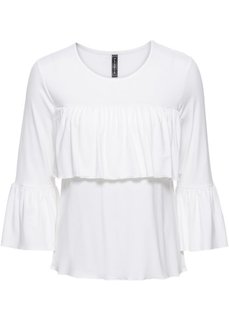 Футболка с воланами (черный) Bonprix