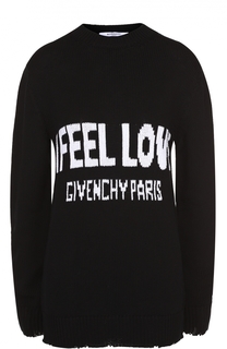 Пуловер прямого кроя с круглым вырезом и контрастной надписью Givenchy
