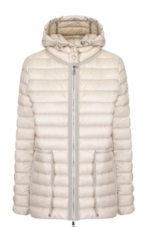 Стеганый пуховик с поясом и капюшоном Moncler