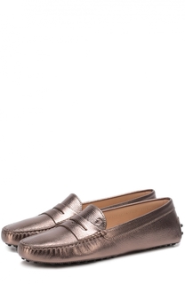 Мокасины Gommini из металлизированной кожи с перемычкой Tod’s Tods