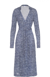 Шелковое платье в запахом и контрастным принтом Diane Von Furstenberg