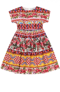 Платье с принтом из хлопка Dolce &amp; Gabbana