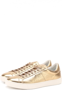 Кеды из металлизированной кожи на шнуровке Santoni