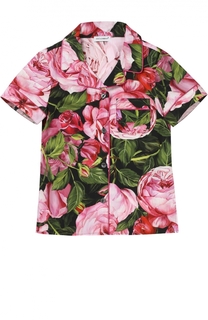 Блуза из хлопка с цветочным принтом Dolce &amp; Gabbana