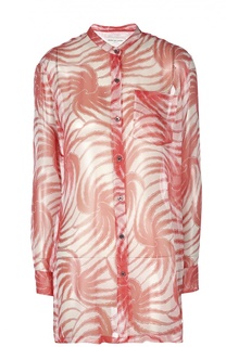 Полупрозрачная шелковая блуза с ярким принтом Dries Van Noten
