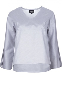 Блуза свободного кроя в полоску с удлиненной спинкой Giorgio Armani