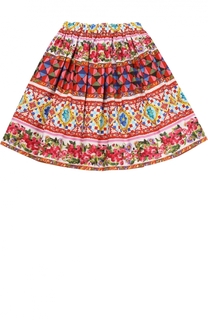 Юбка из хлопка с принтом Dolce &amp; Gabbana