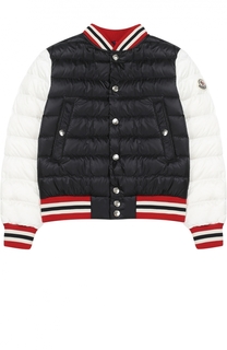 Пуховая куртка с контрастной отделкой Moncler Enfant