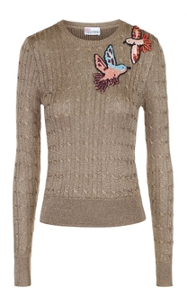 Облегающий пуловер с металлизированной отделкой и контрастной вышивкой REDVALENTINO