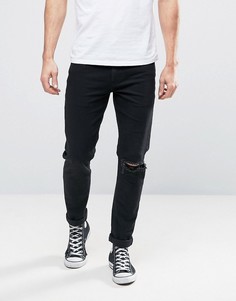 Черные джинсы скинни с прорехой на одном колене ASOS - Черный