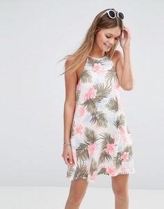 Свободное платье с цветочным принтом New Look - Белый