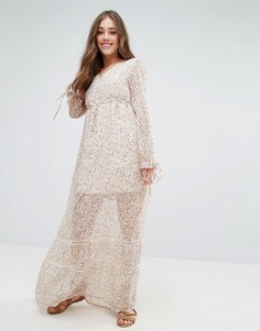 Платье макси с цветочным принтом Vero Moda Fabs - Кремовый
