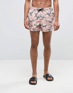 Короткие шорты для плавания с принтом динозавров ASOS - Розовый
