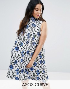 ASOS CURVE Spot Jacquard A Line Dress - Мульти