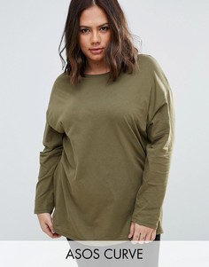Oversize-футболка с длинными рукавами ASOS CURVE Ultimate - Зеленый