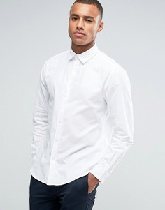Хлопковая саржевая рубашка классического кроя с длинными рукавами Esprit - Белый