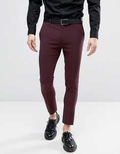 Бордовые укороченные строгие брюки скинни ASOS - Фиолетовый
