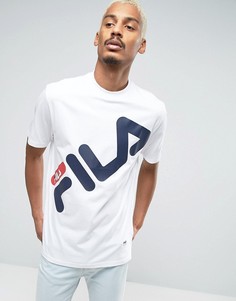 Черная футболка с большим логотипом Fila - Белый