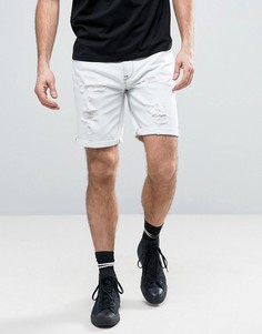 Рваные джинсовые шорты слим ASOS - Синий