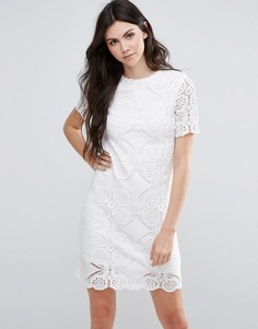 Кружевное цельнокройное платье с короткими рукавами Vila - Белый