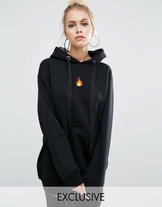 Oversize-худи с вышитым огнем Adolescent Clothing - Черный
