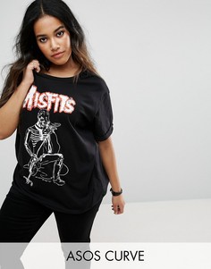 Футболка бойфренда с принтом Misfits ASOS CURVE - Черный