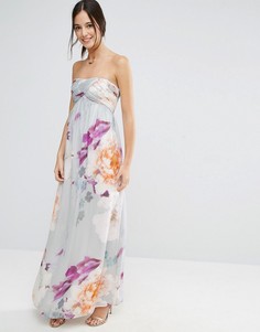 Платье-бандо макси с цветочным принтом Liquorish - Фиолетовый