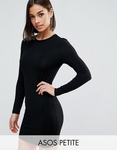 Облегающее платье мини с длинными рукавами ASOS PETITE - Черный