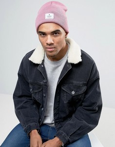 Розовая шапка-бини с нашивкой ASOS - Розовый