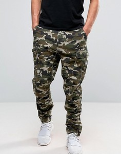 Dxpe Chef Cargo Trousers In Camo With Military Patches - Зеленый