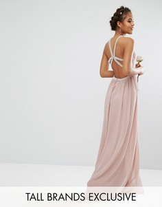 Платье макси с камнями на бретельках TFNC Tall Wedding - Розовый