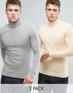 2 обтягивающие водолазки (желтая/серая) ASOS - СКИДКА - Мульти