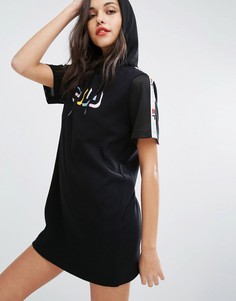 Свободное платье-футболка с капюшоном Fila - Черный