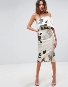 Платье миди на одно плечо с цветочным принтом ASOS - Мульти