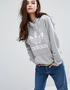 Серое худи с трилистником adidas Originals - Серый