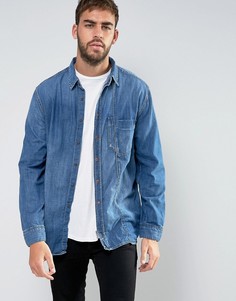 Nudie Jeans Co Calle Skewed Pocket Denim Shirt - Синий