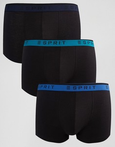 3 пары боксеров-брифов с контрастным поясом Esprit - Черный
