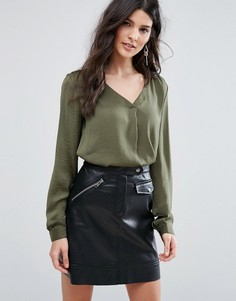 Тканая блузка с V‑образным вырезом Vila - Зеленый